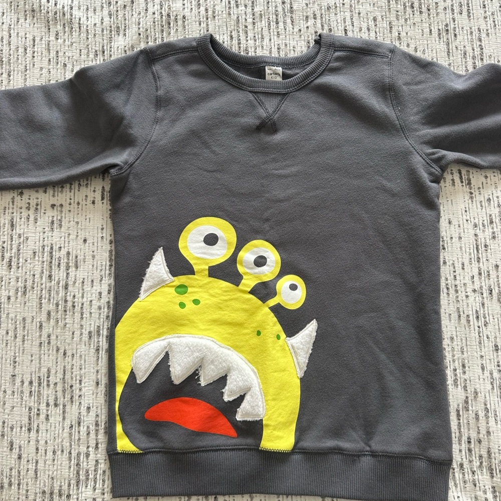 Gray Monster Graphic Kids Shirt